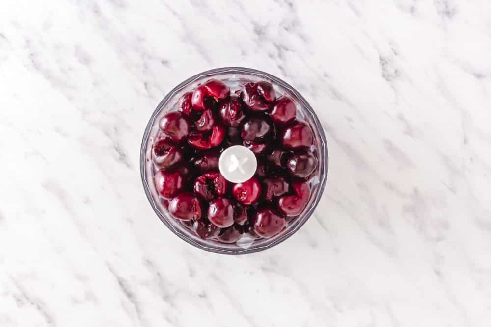 cherries in a food processor.