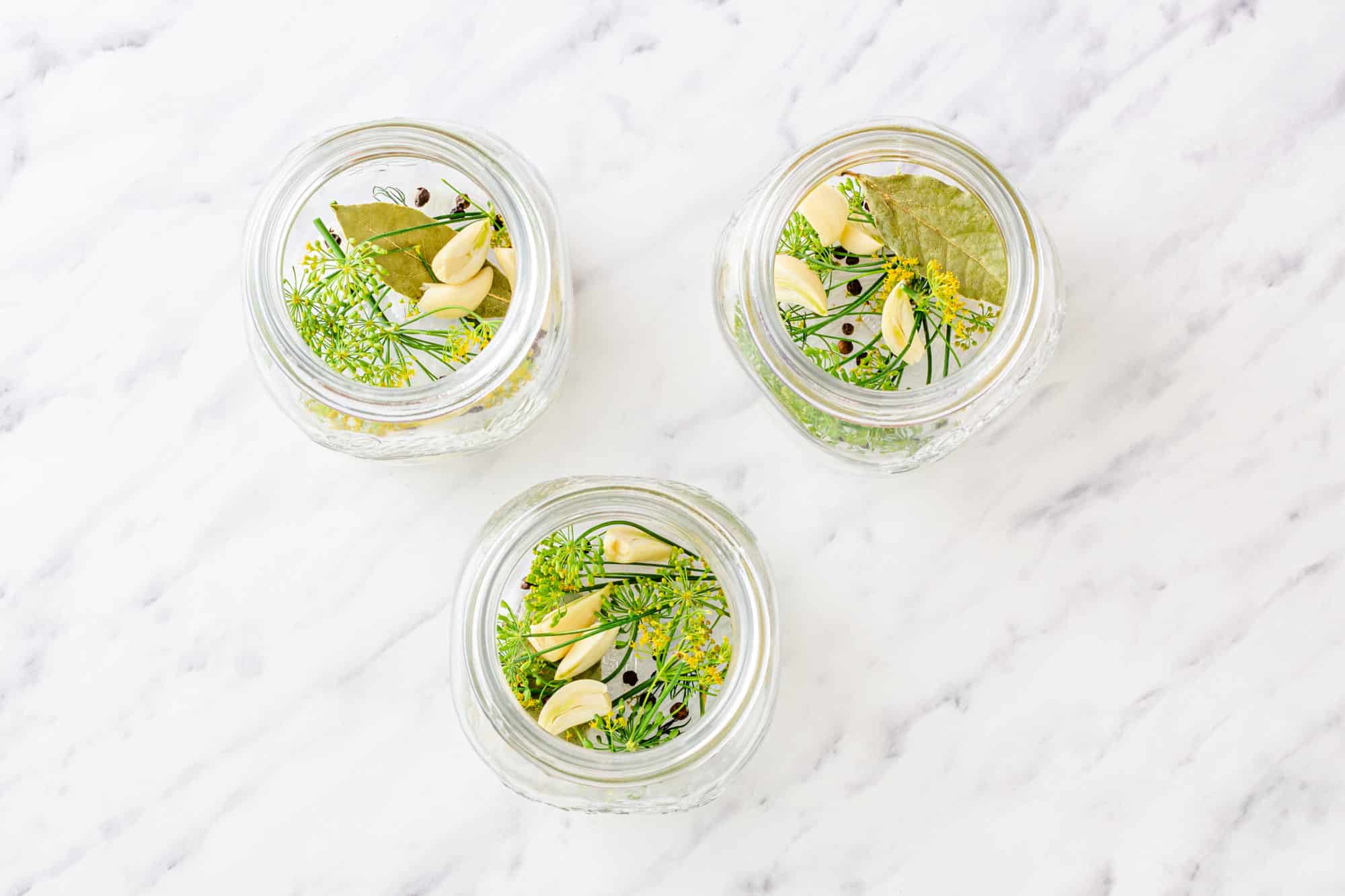 pickling spices in jars.