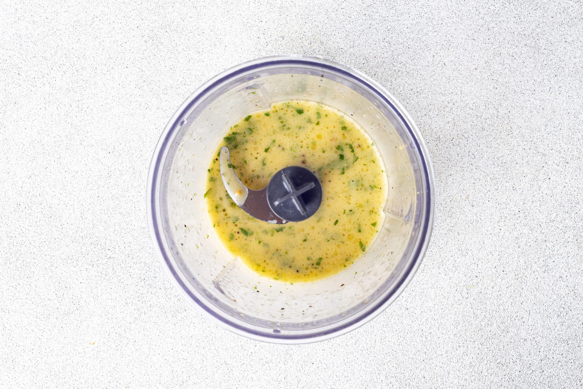 mixed vinaigrette in a food processor.