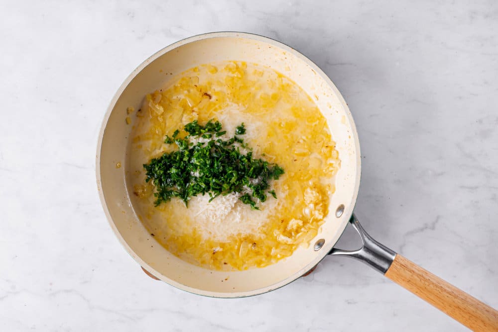 pasta-sauce-cooking-in-a-skillet-for-capellini-pasta