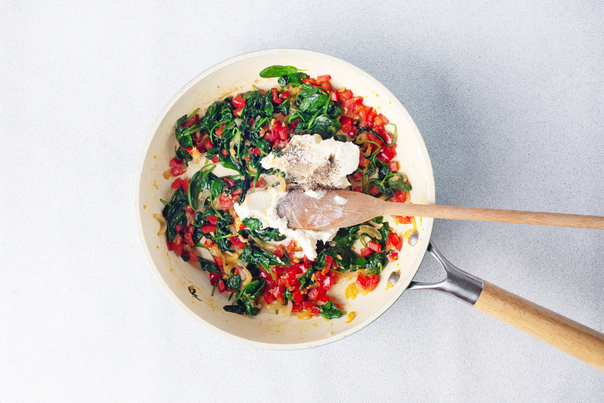 mushroom-stuffing-mix-in-skillet-with-wooden-spoon.