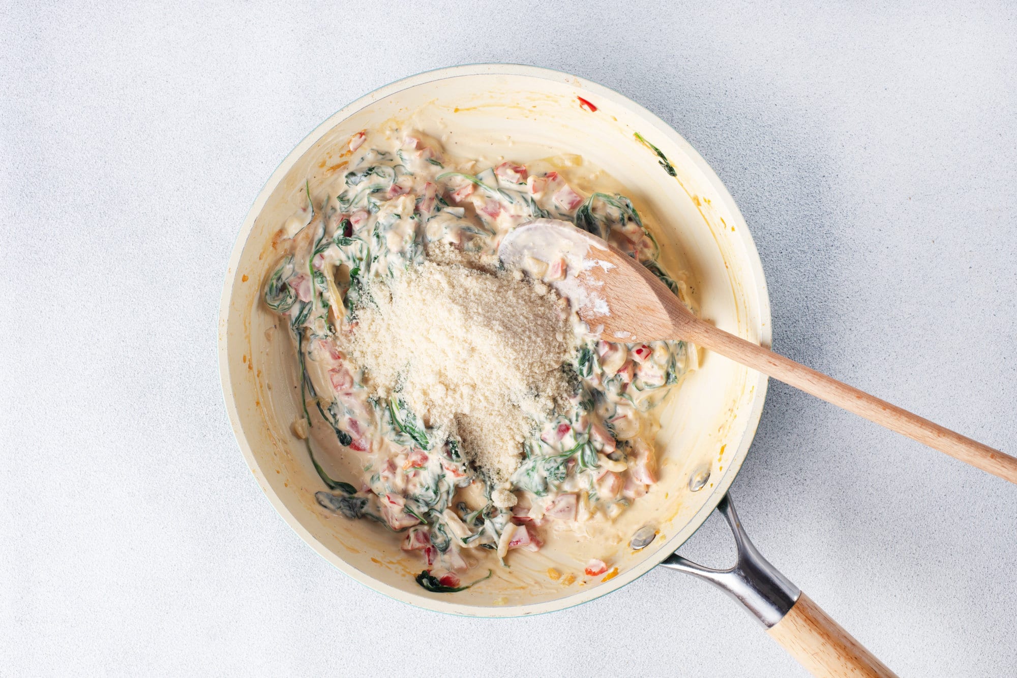 crispy mushroom filling with cream cheese in a skillet. 