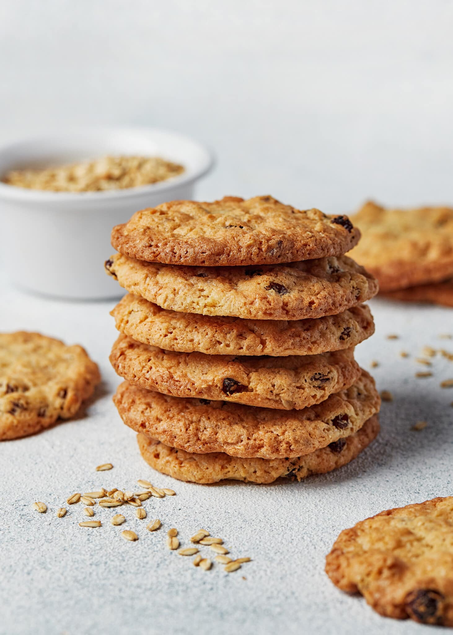 oatmeal cookies stacked.