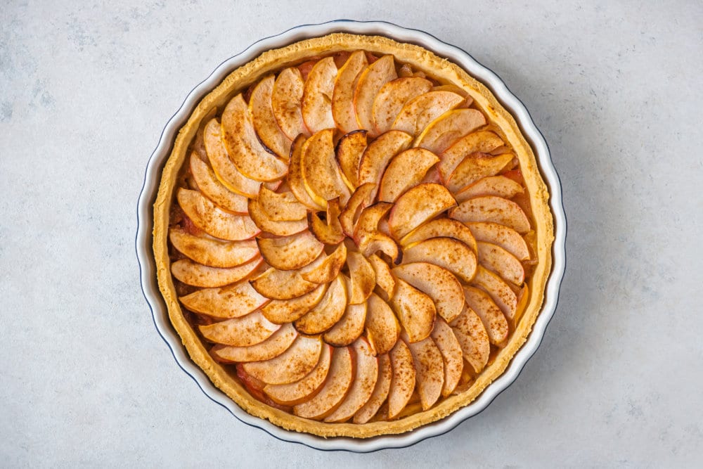 apple tart baked golden.