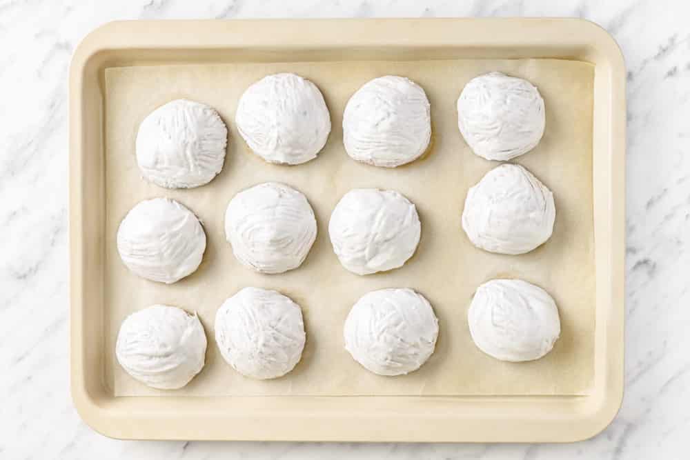 glazed cookies on a baking tray.