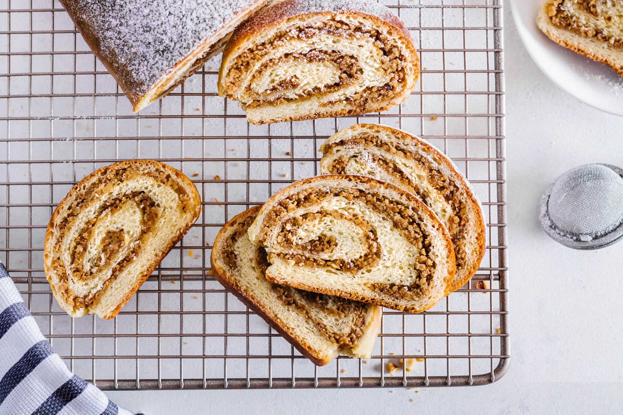 russian-walnut-roll-sliced-on-wire-rack