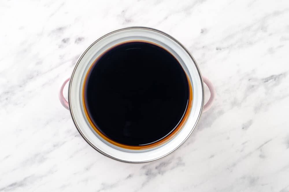 balsamic honey vinaigrette in a white dish.