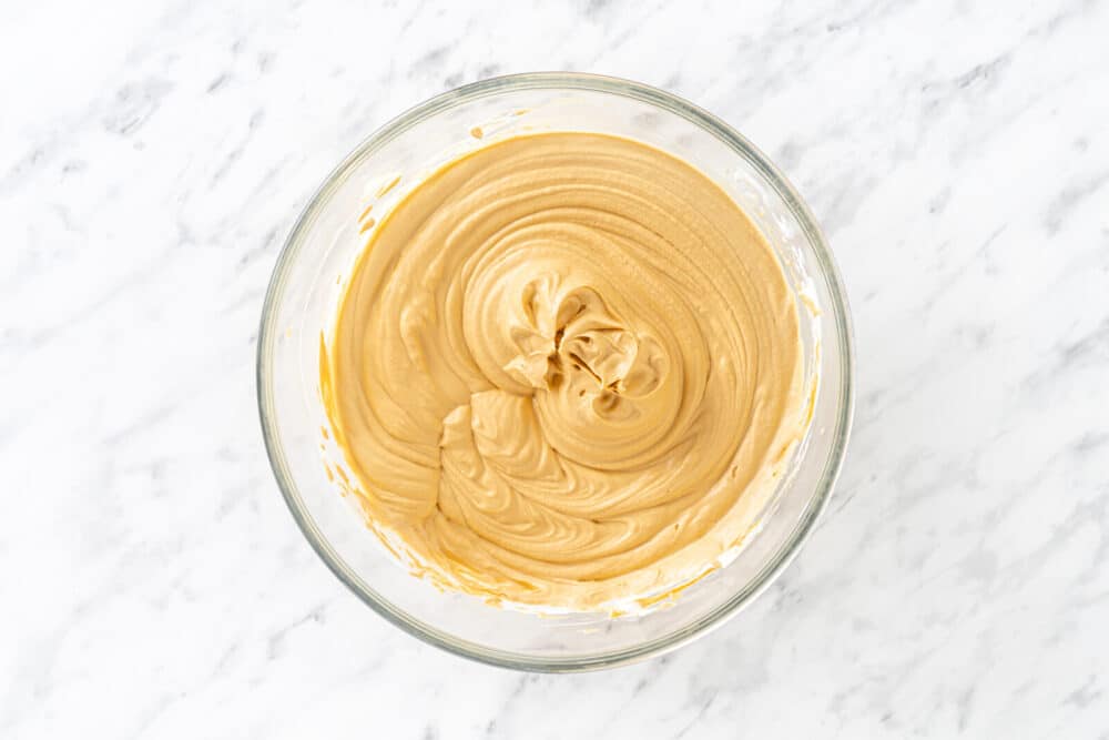 Cake cream in a glass bowl.