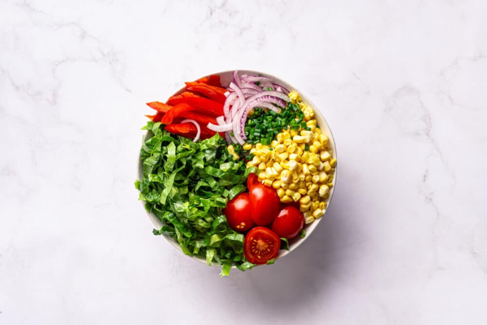 Salad ingredients in a bowl.