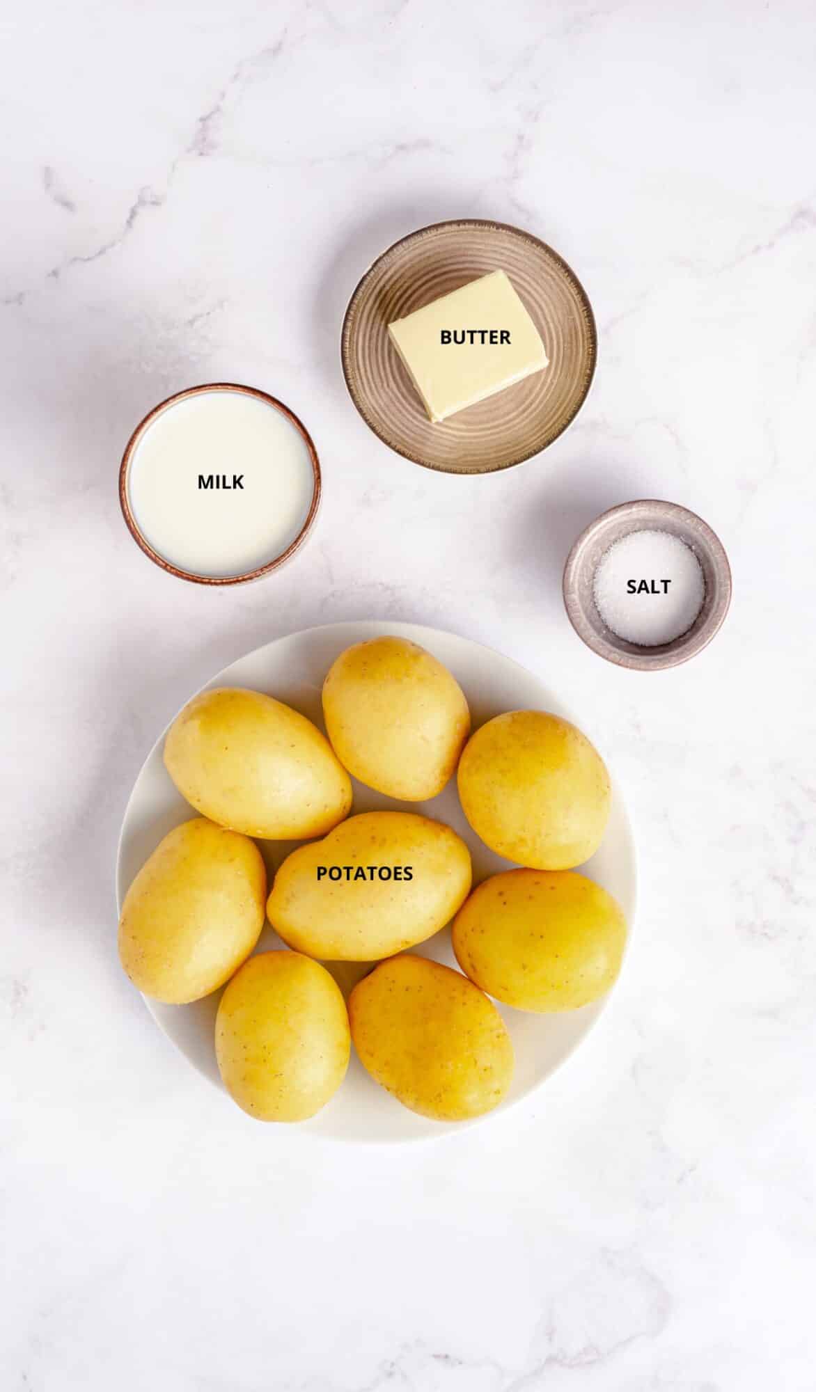 buttery mashed potato ingredients laid out. 