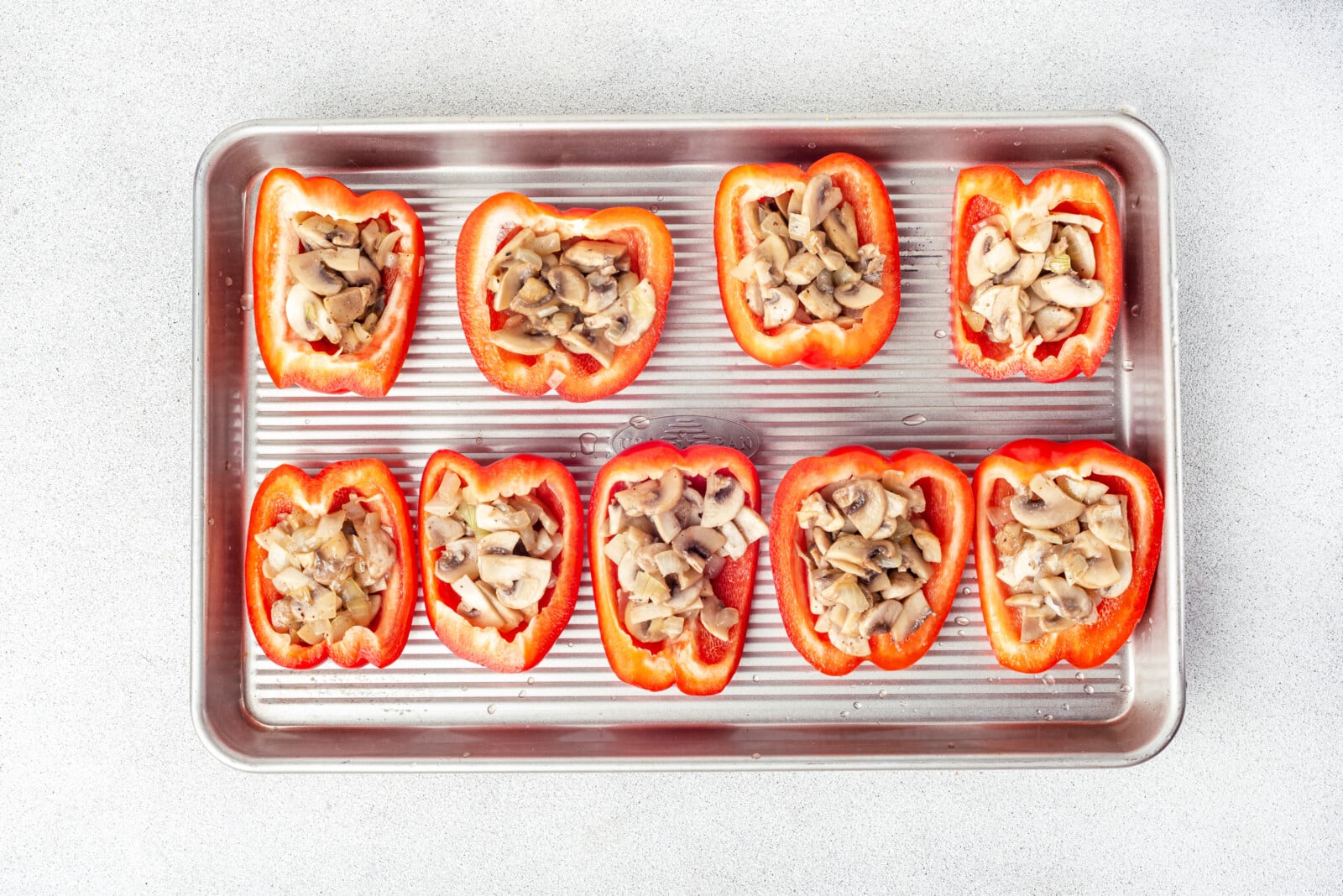 mushroom mix in stuffed bell peppers