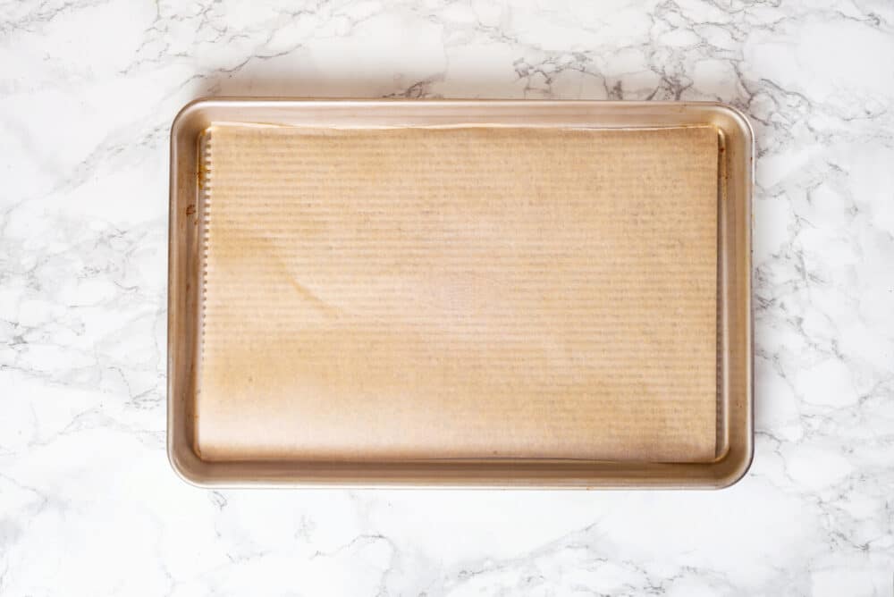 Parchment paper on a ready baking sheet.