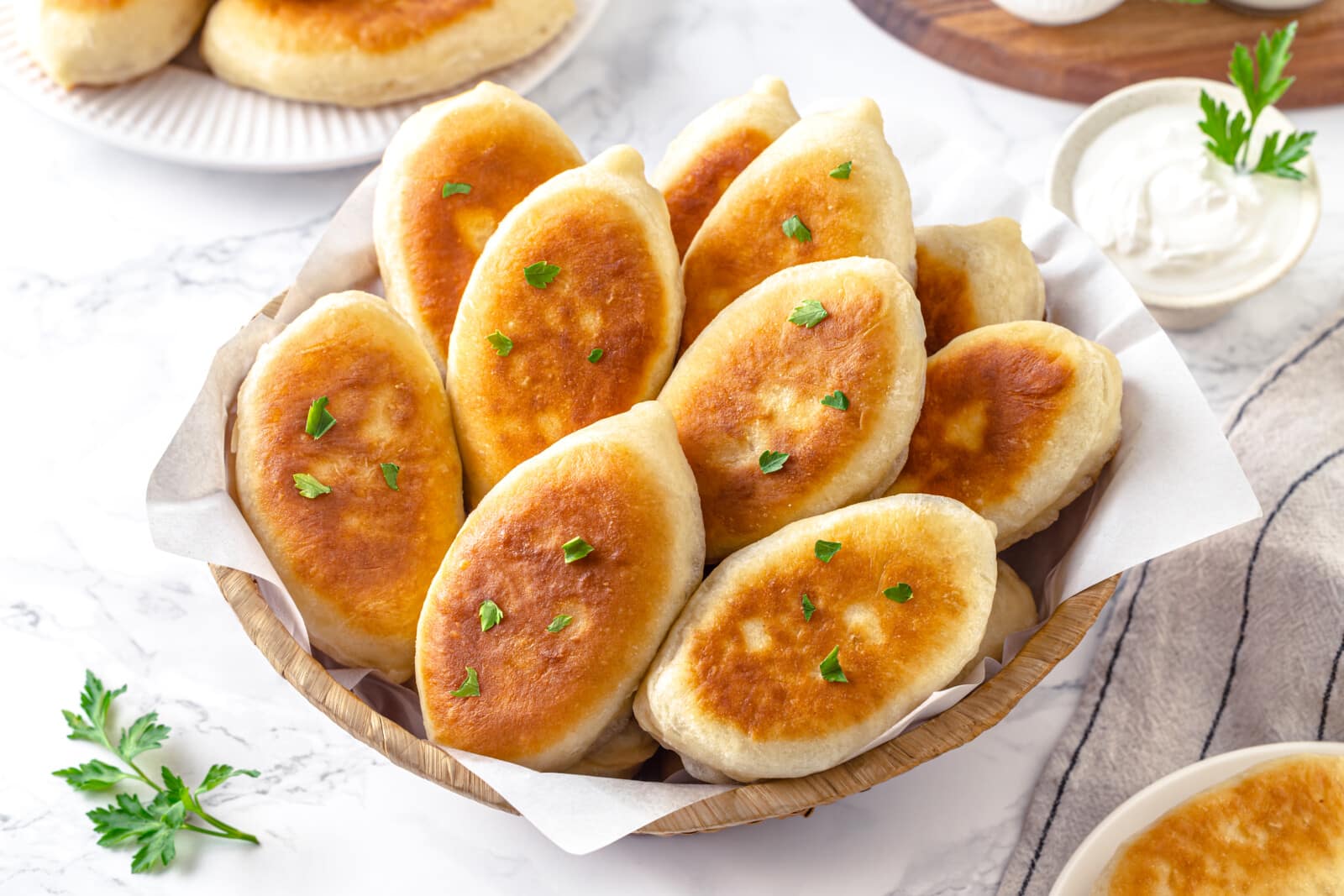 Piroshki ready to serve and eat.