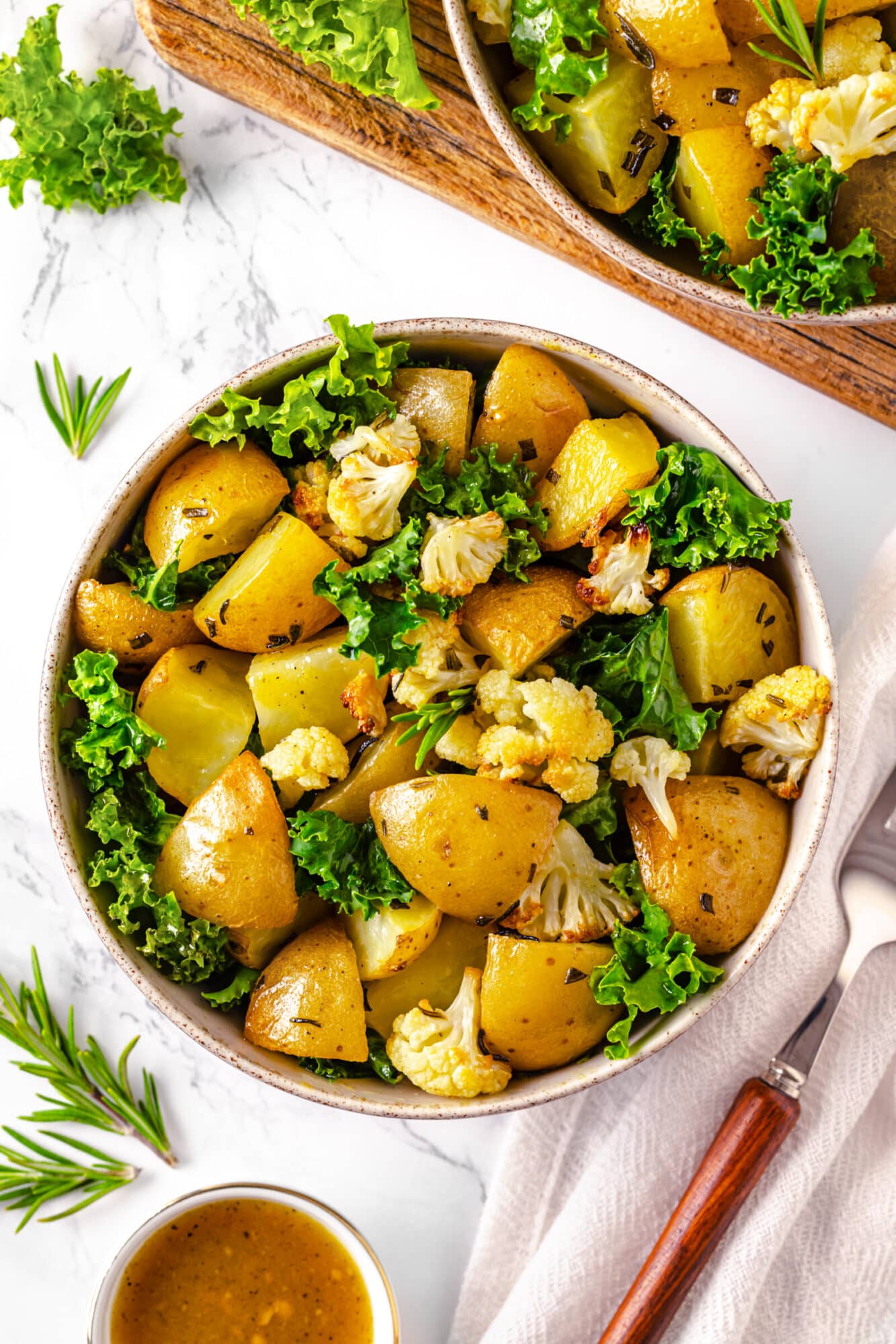 Roasted Potato Salad with Kale with dressing 1333x2000